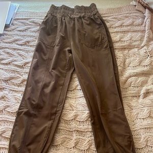 Brown athletics pants wide leg closed bottom sweat pants